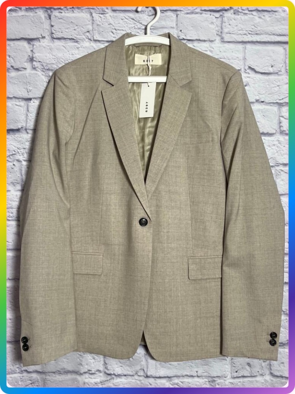 6397 Classic Blazer SIZE M Oatmeal Heather Wool Tailored Structured Portugal